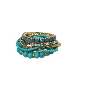 RIAH FASHION Multi Color Stretch Beaded Stackable Bracelets -